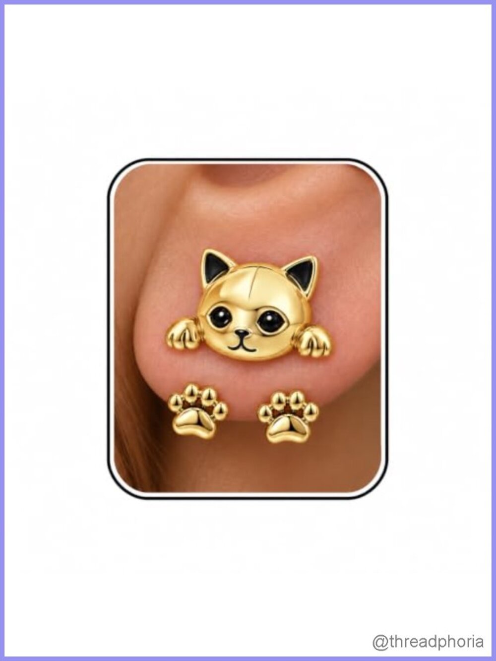 Silver Cat Stud Earrings Dainty Funny Kitten Alloy Jewelry for Women